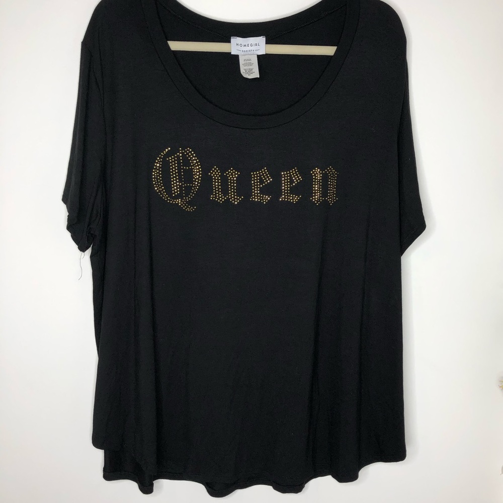 Home Girl Society black tee shirt with “Queen”